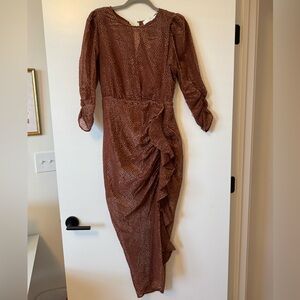Astr Rust Long Sleeve Dress